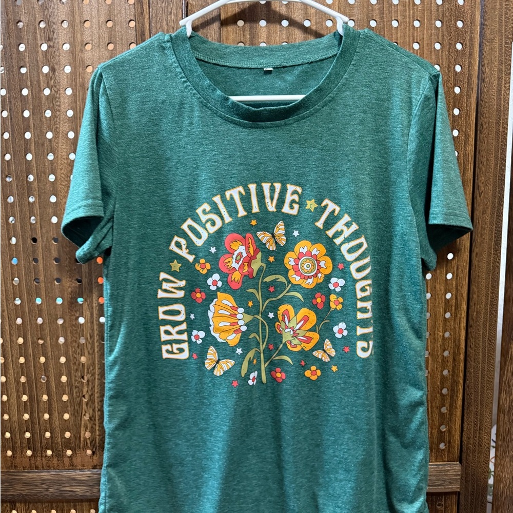 NWOT Green Graphic Tee with Positive Message